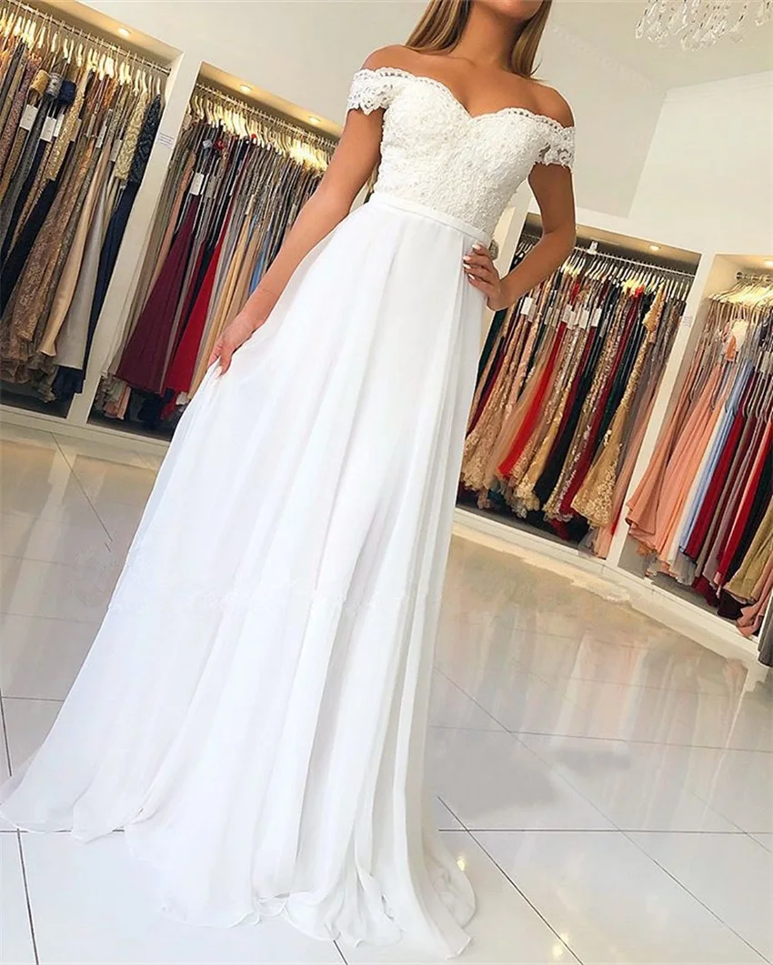 NUOXIFANG Một Dòng Mùa Hè Voan Áo Váy Ren Lệch Vai Đơn Giản Đi Biển Cô Dâu Đồ Bầu Đầm Vestido De Noiva Bao Phủ Nút