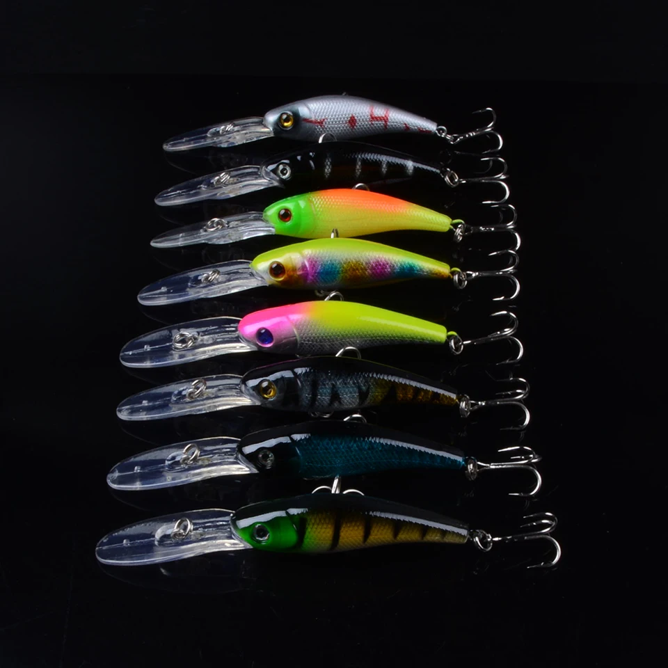 

Hot 8pcs Hard Minnow Fishing Lure Topwater Floating Wobblers 10cm 7.5g Crankbait Bass Artificial Baits Pike Carp Lures Peche