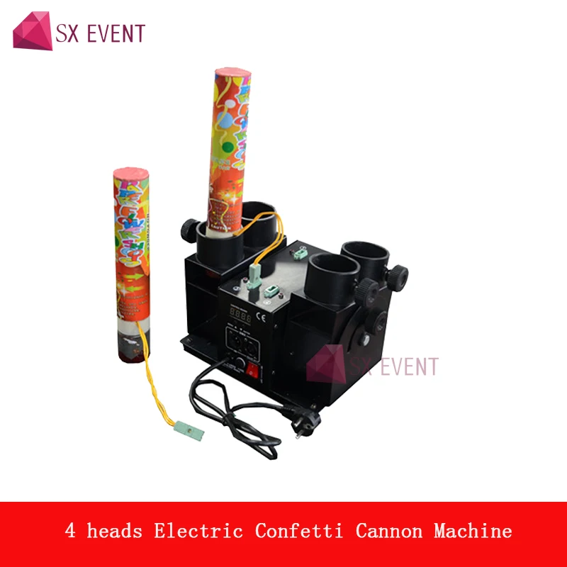 4 Heads Shot Paper Cut Electric Confetti Cannon Machine For Wedding Stage Event Effect Show Nightclub