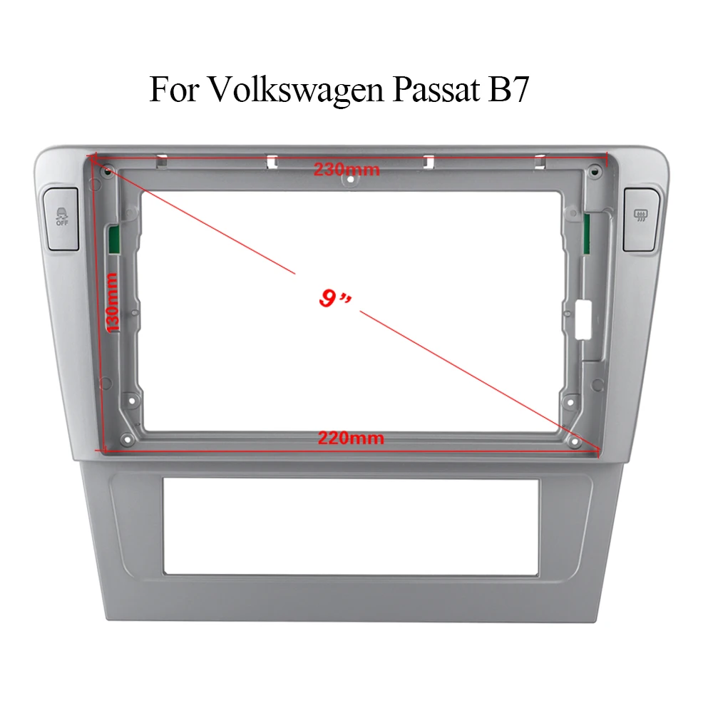 

Double Din Silver ABS Trim Fascia Frame For Volkswagen Passat B7 Refit Car Android 9" Radio Naviagtion DVD Mounting Dashboard