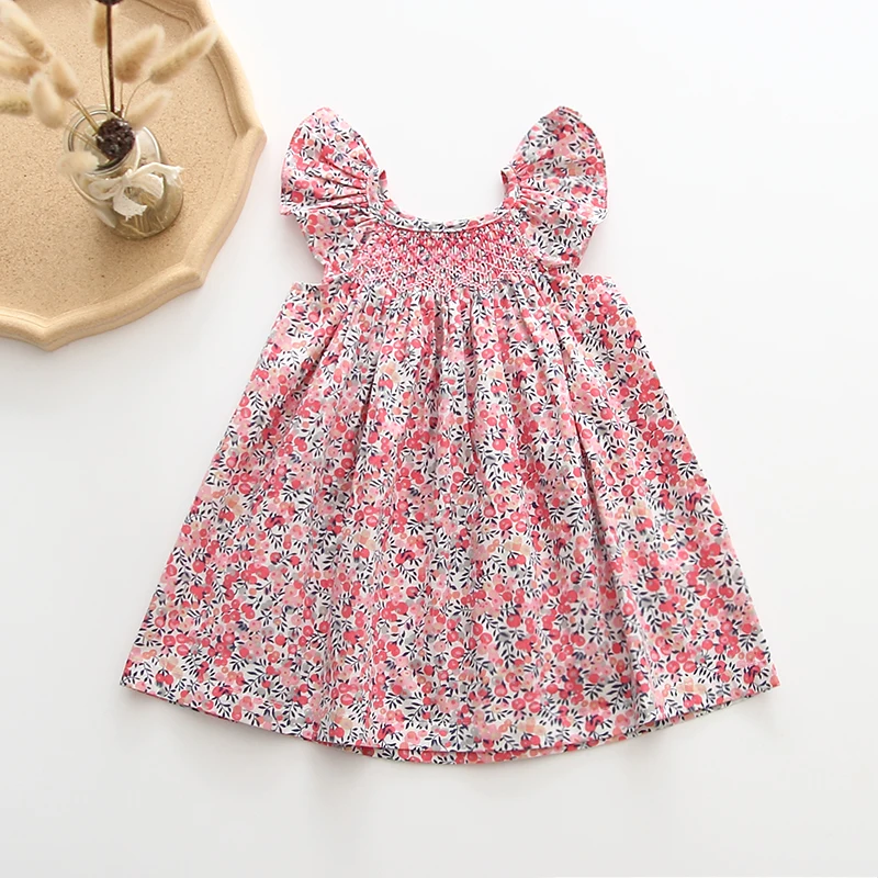 Baby Girls Dresses 2023 European & America Toddler Kids Girl Dress Brand Cotton Summer Linen Clothings Princess Girl Clothes