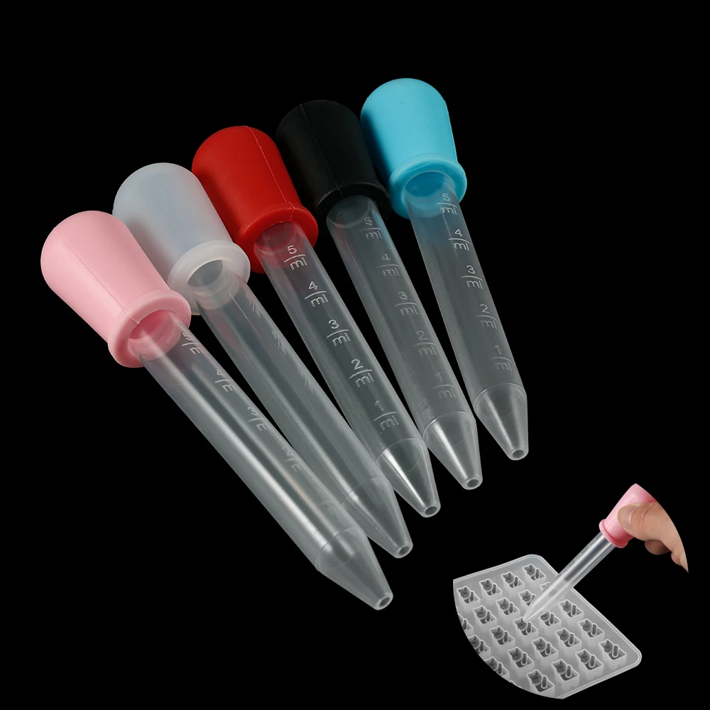 2-5pcs 5ml Clear Silicone Dropper Graduated Pipette Liquid Food Dropper for Candy Molds Gummy Mold and Crafts Making Tools