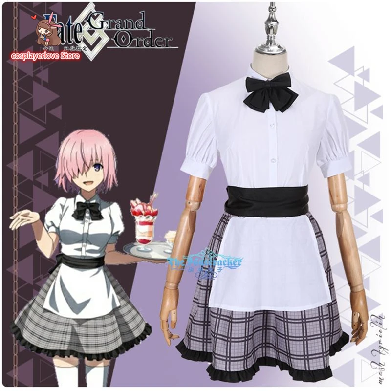 

Fate/Grand Order FGO Mash Kyrielight Sweets Paradise Coffee Maid Uniform Cosplay Custom Made costume Halloween Christmas