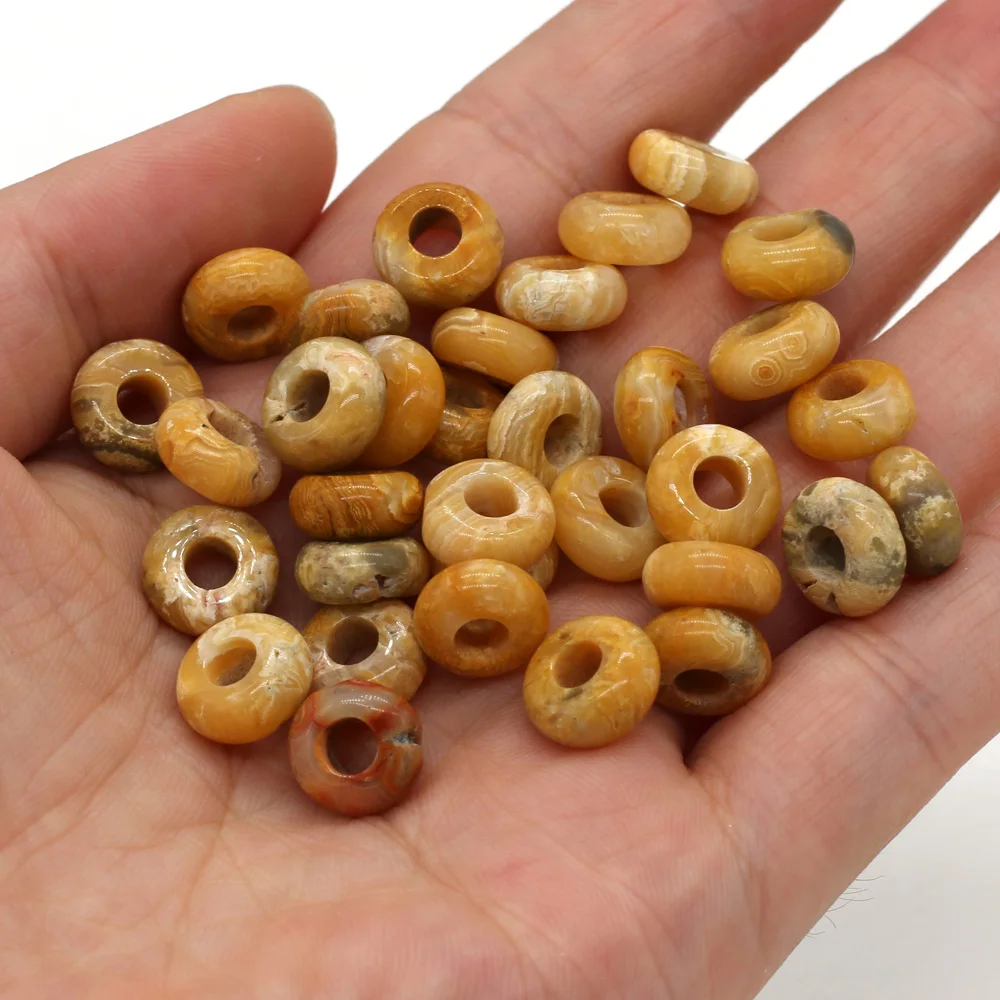 Großhandel 100 Stück Natursteinperlen, großes Loch, Abacus-Form, Agts-Steinperlen für die Herstellung von Schmuck, Halsketten, Loch 4 mm, Größe 5 x 10 mm – Detail 11