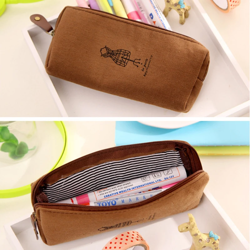 Retro Towers Linen Pencil Bag Students Paris Style Pencil Cases Stationery Material Escolar Office Supplies New Arrival