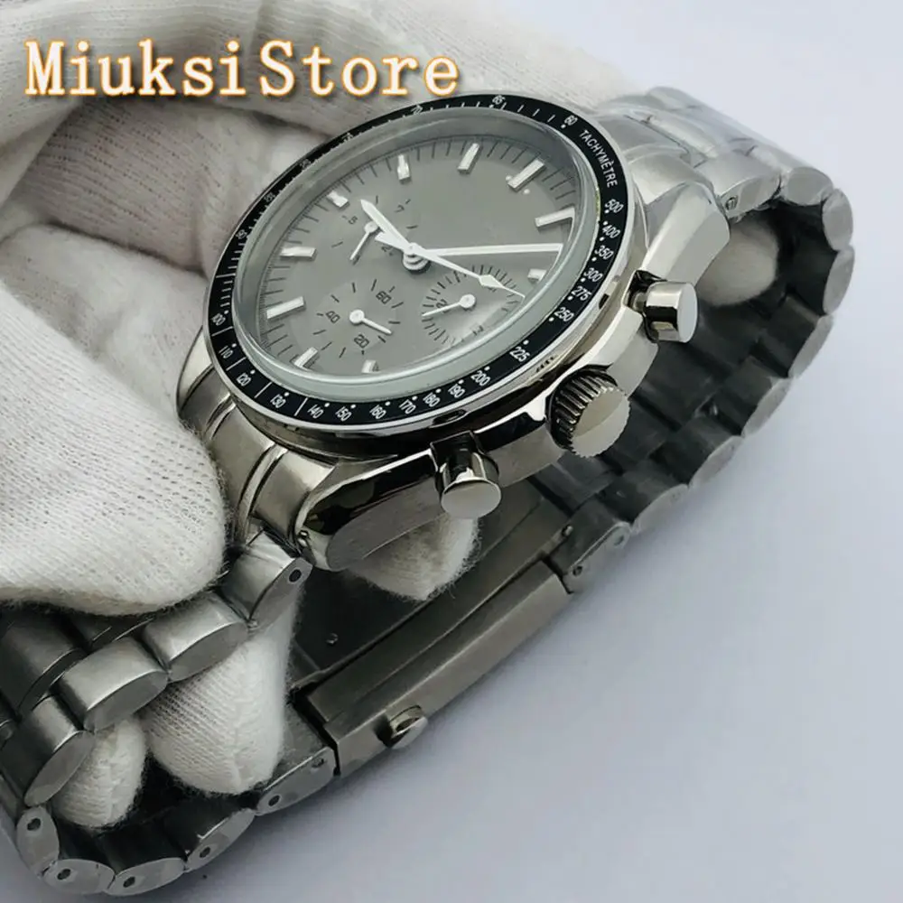 Bliger 40Mm Mannen Top Leisure Sport Mechanische Horloge Silver Case Grey Steriele Wijzerplaat Datum Lichtgevende Mannen Automatische horloge