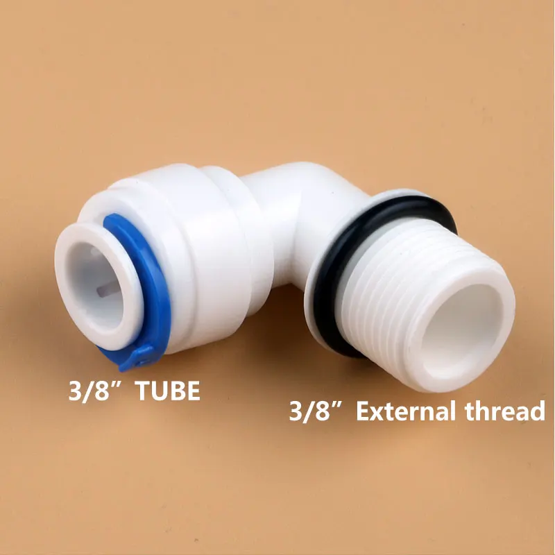 Rosca externa de 3/8 "a 3/8", Conexión de tubo con anillo de sellado, codo de 4066, diámetro de 16MM, filtro de conexión rápida de agua RO