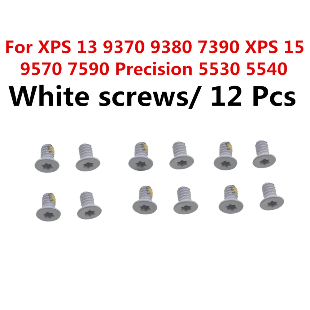 12pcs LCD Back Cover Nameplate Screw For Dell XPS13 9350 9360 9370 9380 7390 7300 730 Silver/black/silver white/gold