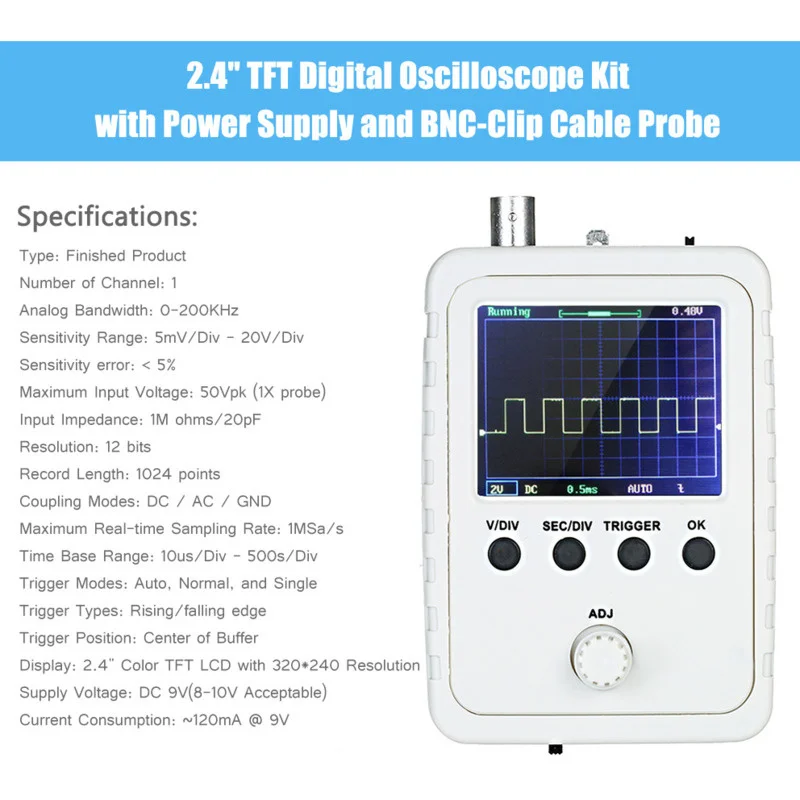 Shell Oscilloscope Production Kit DSO150 Electronic Teaching Training DIY Finished Set Fully Assembled DSO FNIRSI-150 15001K