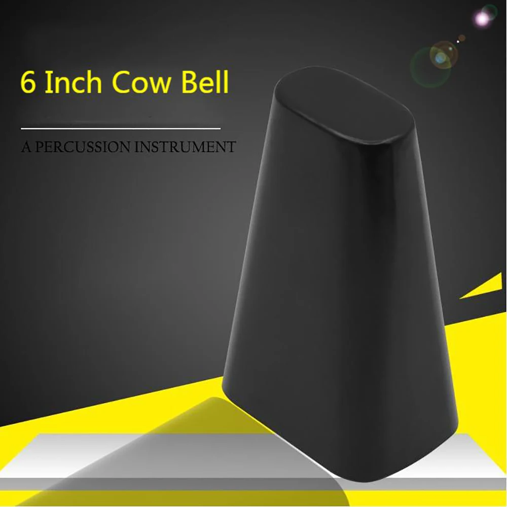 6 Inch Cowbell High quality Percussion Instrument Black Metal Cattlebell Hand Held Cow Bell Drum Set Musical Instrument Part