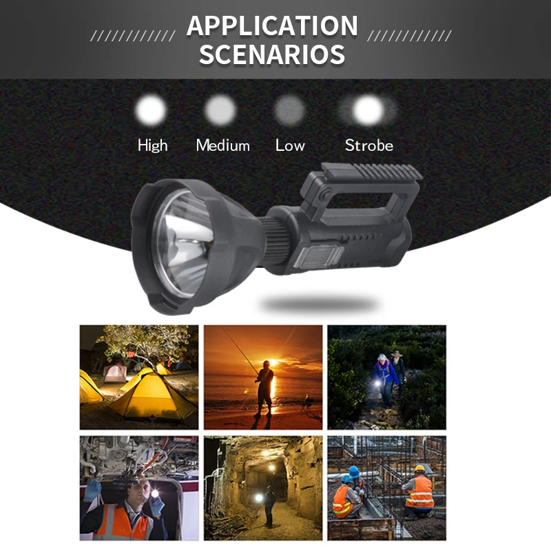 Super Bright LED Flashlight USB Rechargeable Searchlight Portable Spotlight P70 Lamp Waterproof Camping Hunt tripod Light Stand