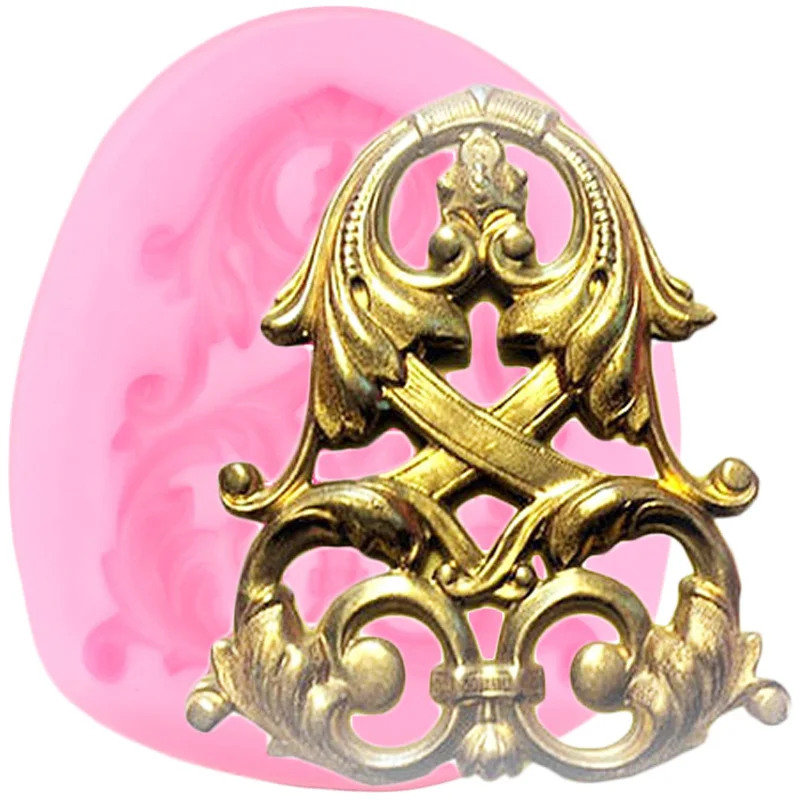 Baroque Medal Of Honor Relief Silicone Mold Cupcake Topper Fondant Cake Decorating Tools Candy Clay Chocolate Gumpaste Moulds