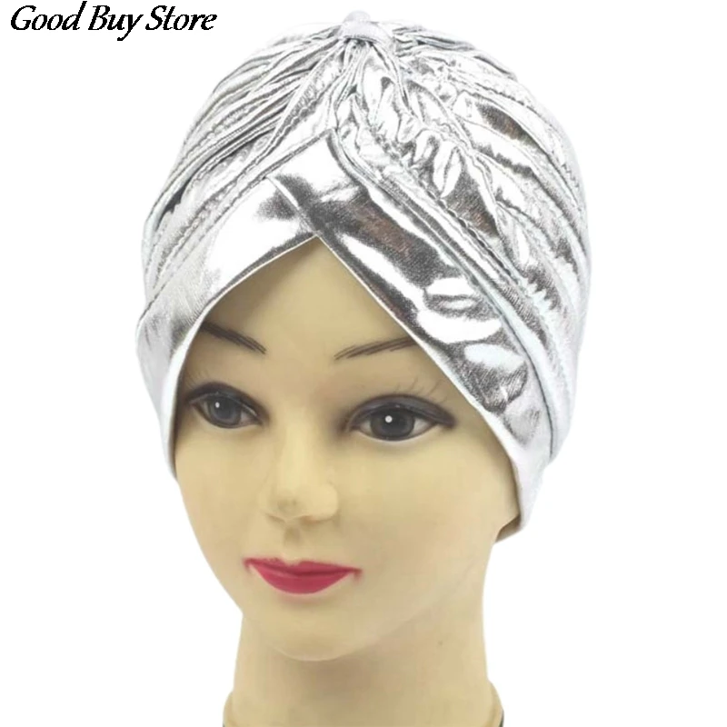 Indian Headwear Turban Caps African Muslim Hijab Head Wrap Fashion Headscarf Gold Silver Leopard Women Headband Hat Bonnet New