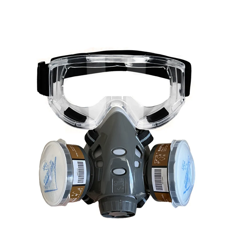 Nouveau masque de protection contre les gaz et la poussière avec lunettes de sécurité, respirateur chimique à double filtre pour pulvérisation de peinture, utilisation industrielle en usine