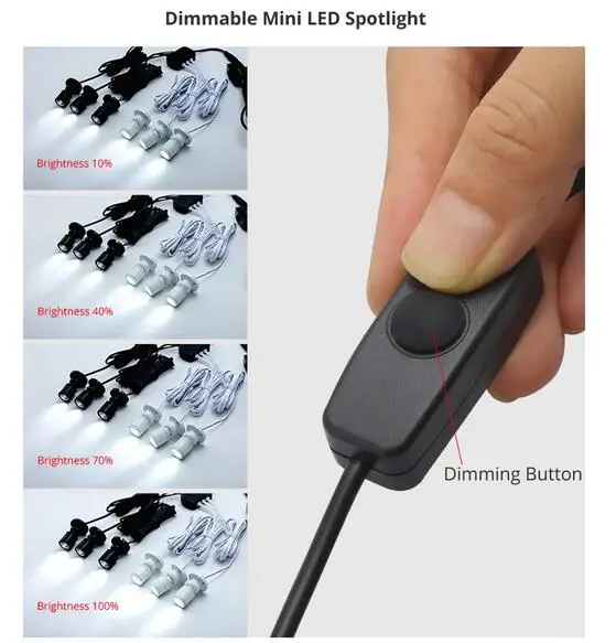 5V Dimmable USB Mini LED Spotlight Downlights Lamp Set Remote Control Ceiling Surface1W Silver Black Cabinet Lights