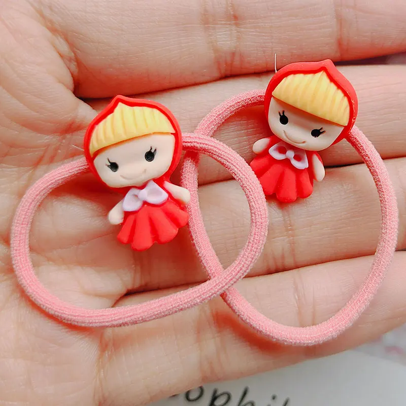 10pcs(5pairs) Lovely Princess Children Rubber Bands Scrunchies Elastic Hair Bands Girls Headband Decorations Ties Gum Santa