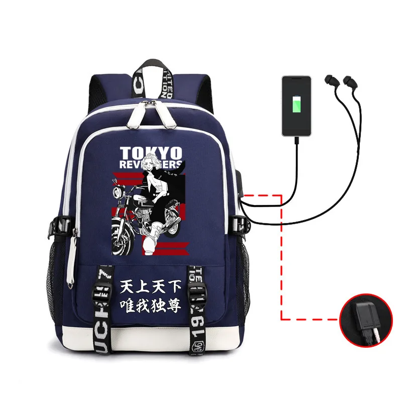 Tokyo Revengers Backpack Anime Sano Manjiro Mikey Plus Ultra Multifunction USB Charging Laptop Shoulder Unisex Travel Schoolbags