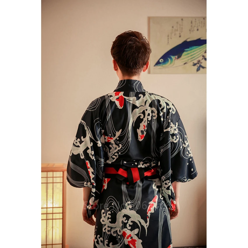 Japanese Traditional Clothing Kimono for Men Women Samurai Set Advanced Clothes Waves Print Cosplay Japan Dress Robe Cardigan