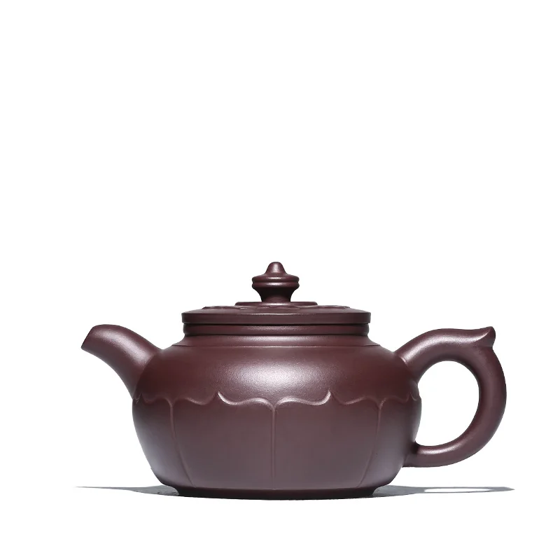 |True art yixing recommended pure manual teapot carved painting famous tea lotus wishful pot of ores in the mud