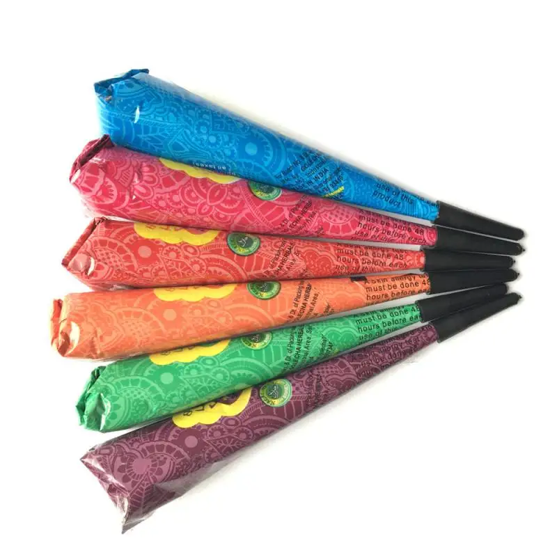 Temporary Tattoo Kit Black Natural Henna Cones Body Art Paint Ink Tattoo Sticker Body Paint Art Cream Cone TSLM1