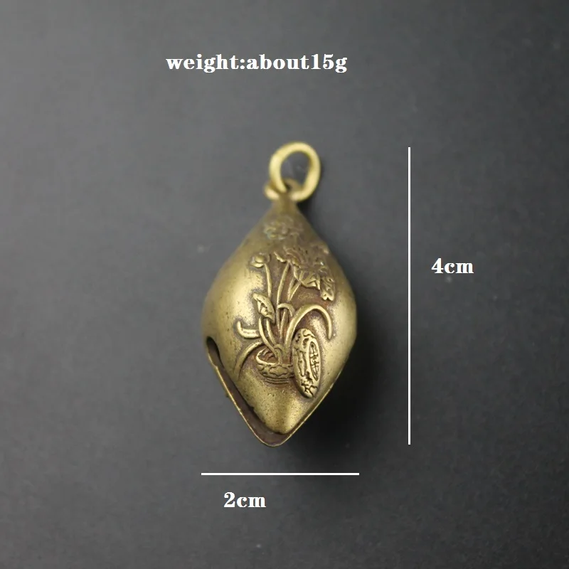 Brass Flowers Beautiful Bell Pendant for Keychains Vintage Lucky Car Key Chain Hangings Jewelry Motor Biker Lady Rider Bells view 2