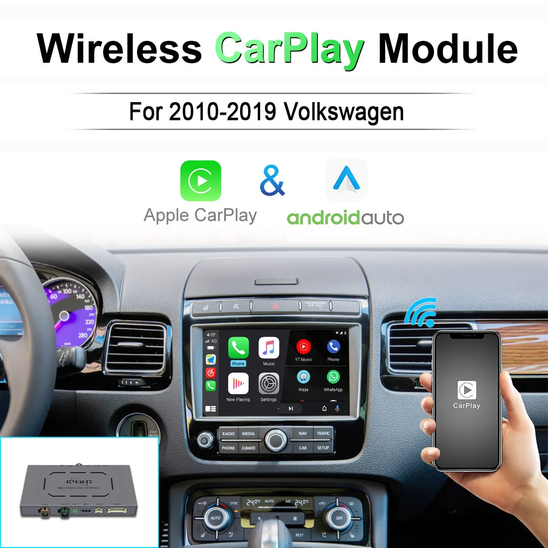 

Wireless CarPlay Android Auto Module Video Interface for Volkswagen VW Polo Golf Touareg Tiguan Teramont Passat 2010 - 2019