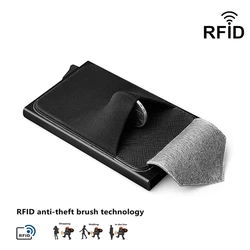 RFID Blocking Anti-theft Aluminum ID Card Holder Men Business Slim Metal Wallet Coin Purse Automatic Pop Up Bank Card Case