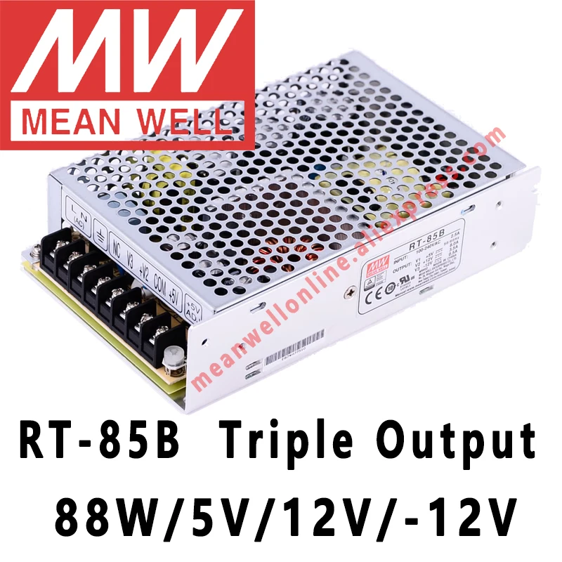 

Mean Well RT-85B 5V/12V/-12V AC/DC 88W Triple Output Switching Power Supply meanwell online store