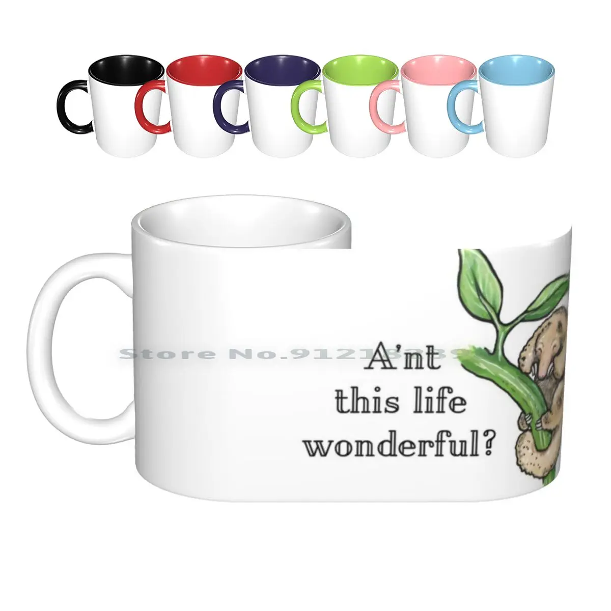 Silky Anteater-Animal Series Ceramic Mugs Coffee Cups Milk Tea Mug Anteater Silky Rare Tree Beige Green Animal Zoo Pun Funny