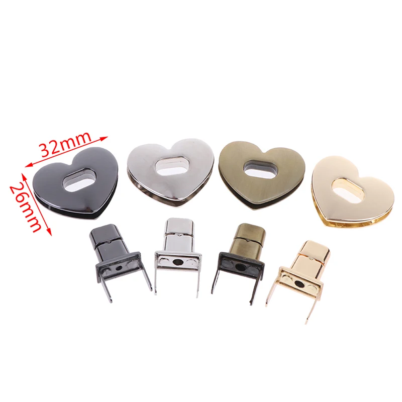 1Set Heart Shape Clasp Metal Hardware Handbag Bag Turn Lock Twist Lock Bag Accessories DIY Bag Parts