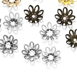 100pcs/lot Hollow Flower Spacer Beads End Caps Gold Bronze Plated Filigree Metal For Charms Necklace DIY Jewelry Making Finding