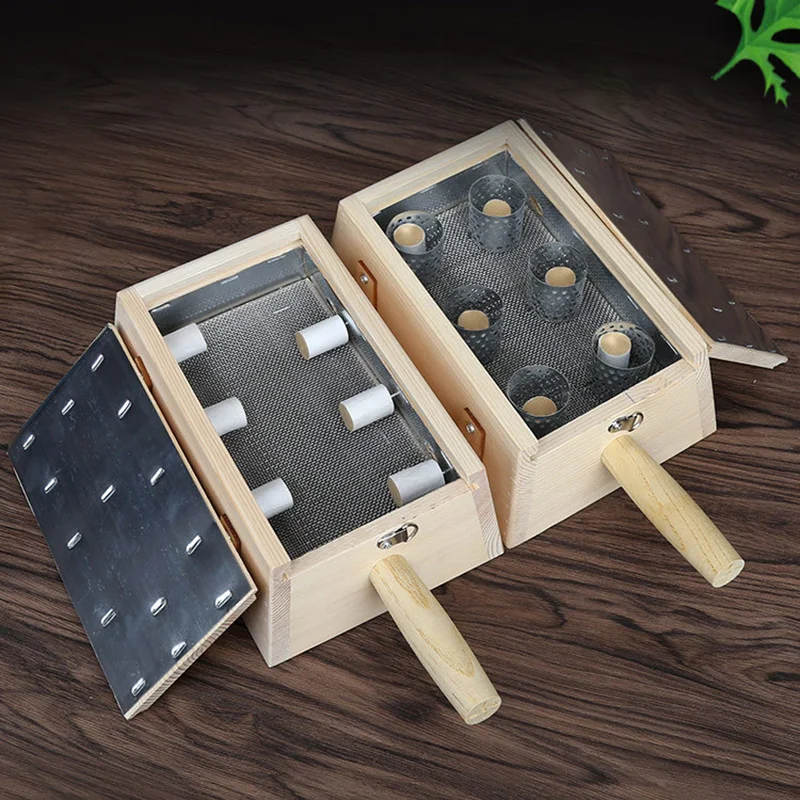 Wooden Moxibustion Box Moxa Stick Holder Neck Arm Body Acupoint Warm Massage Moxibuting Therapy Device Chinese Medical