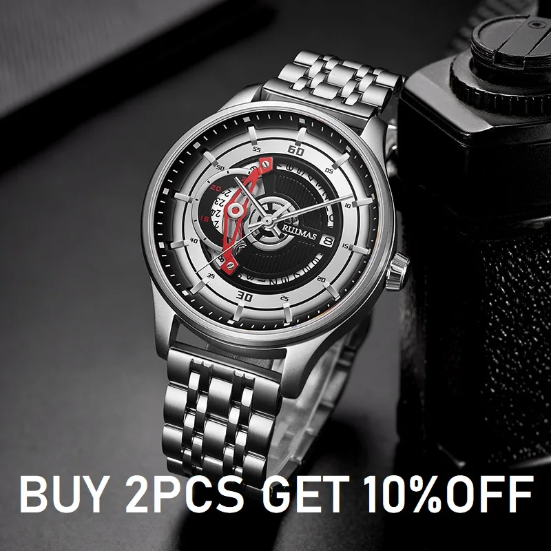 Megir RUIMAS Men Automatic Japan Citizen Mechanical Classic Casual Hollow Skull Wristwatches Male New Sport Sapphire Crystal
