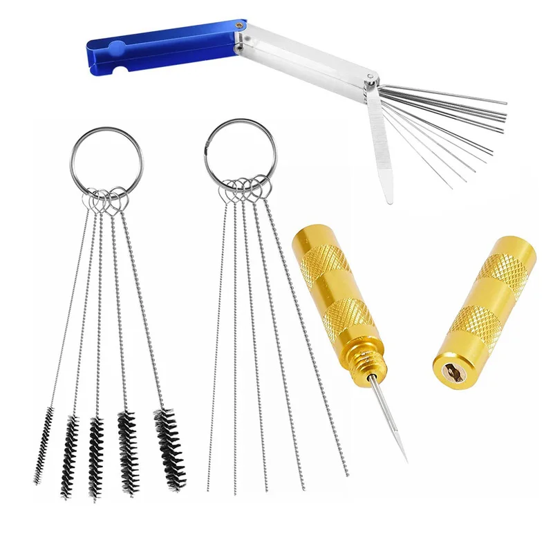 Carburetors Carbon Dirt Jet Remove Cleaner Nylon Brushes Cleaning Needles Tool Kit for Auto Motorcycle ATV Moped Welder Carb