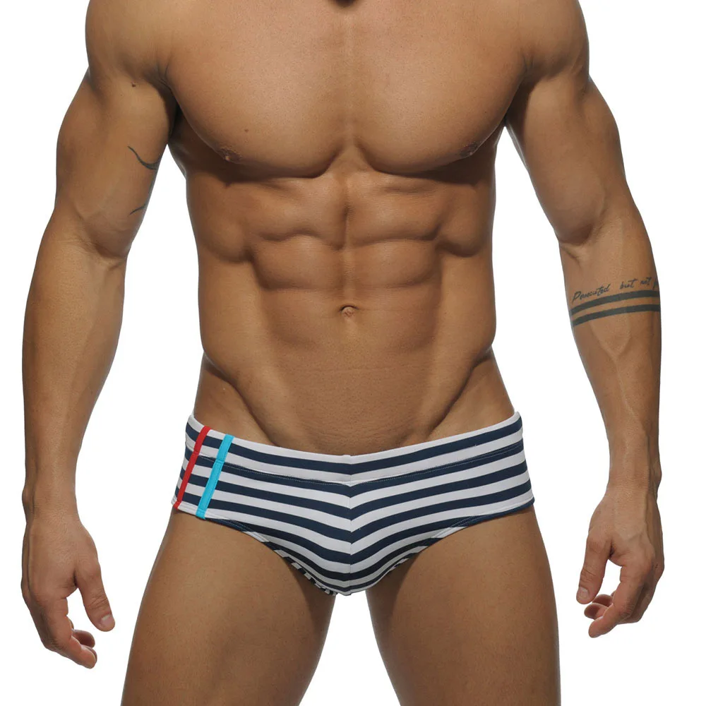 superbody Brand Striped sexy swimwear Hot sell swimming Trunks Men's Boxers Beach Swimwear comfortable smooth Trunks