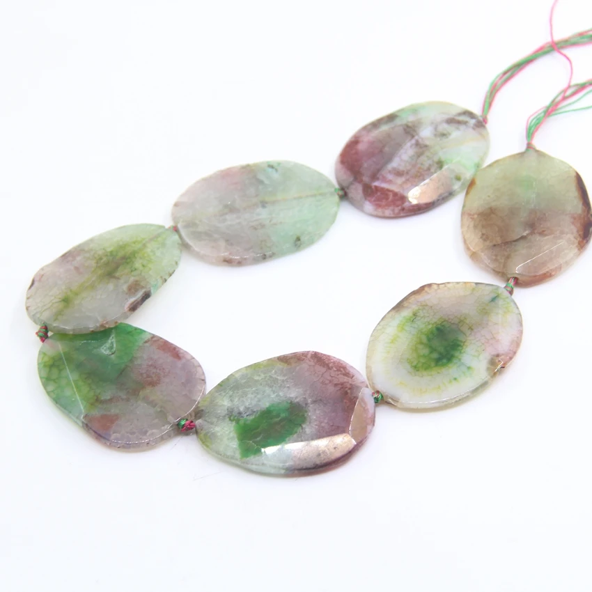 

15.5"/strand Large Watermelon Color Dragon Veins Agates Faceted Slab Nugget Beads,Natural Gems Onxy Stone Slice Pendants Jewelry