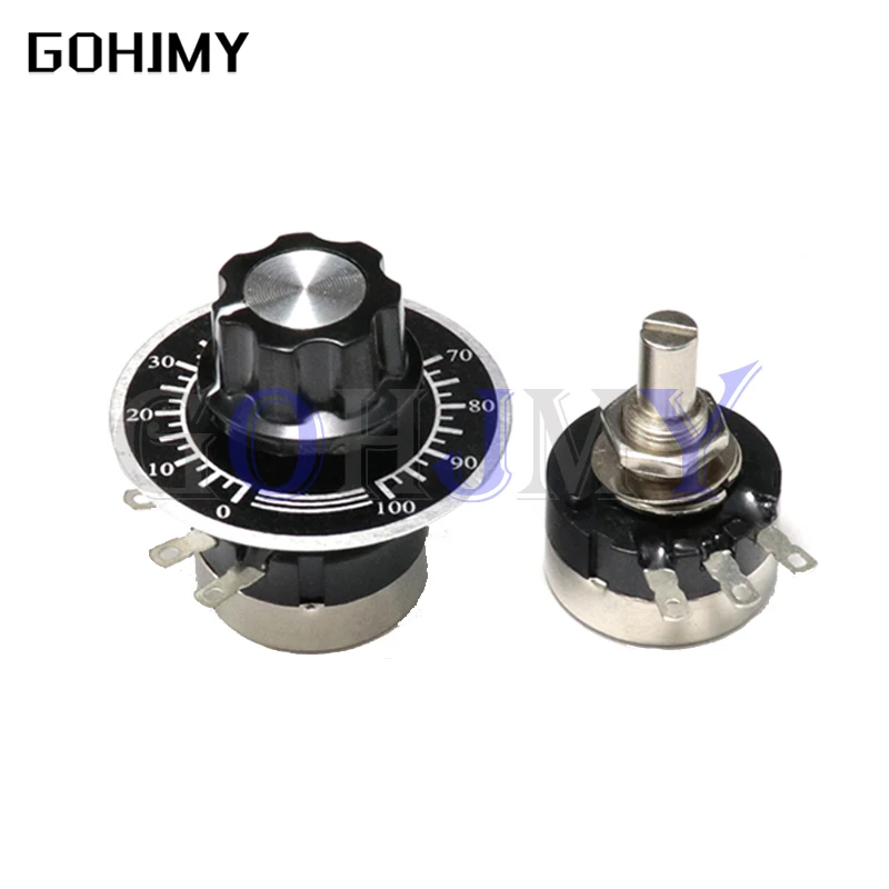 1ชุด (3ชิ้น) RV24YN20S + A03ลูกบิดหน้าปัด1K 2K 5K 10K 50K 100K 500K Ohm single Turn ฟิล์มคาร์บอน Rotary Taper Potentiometer