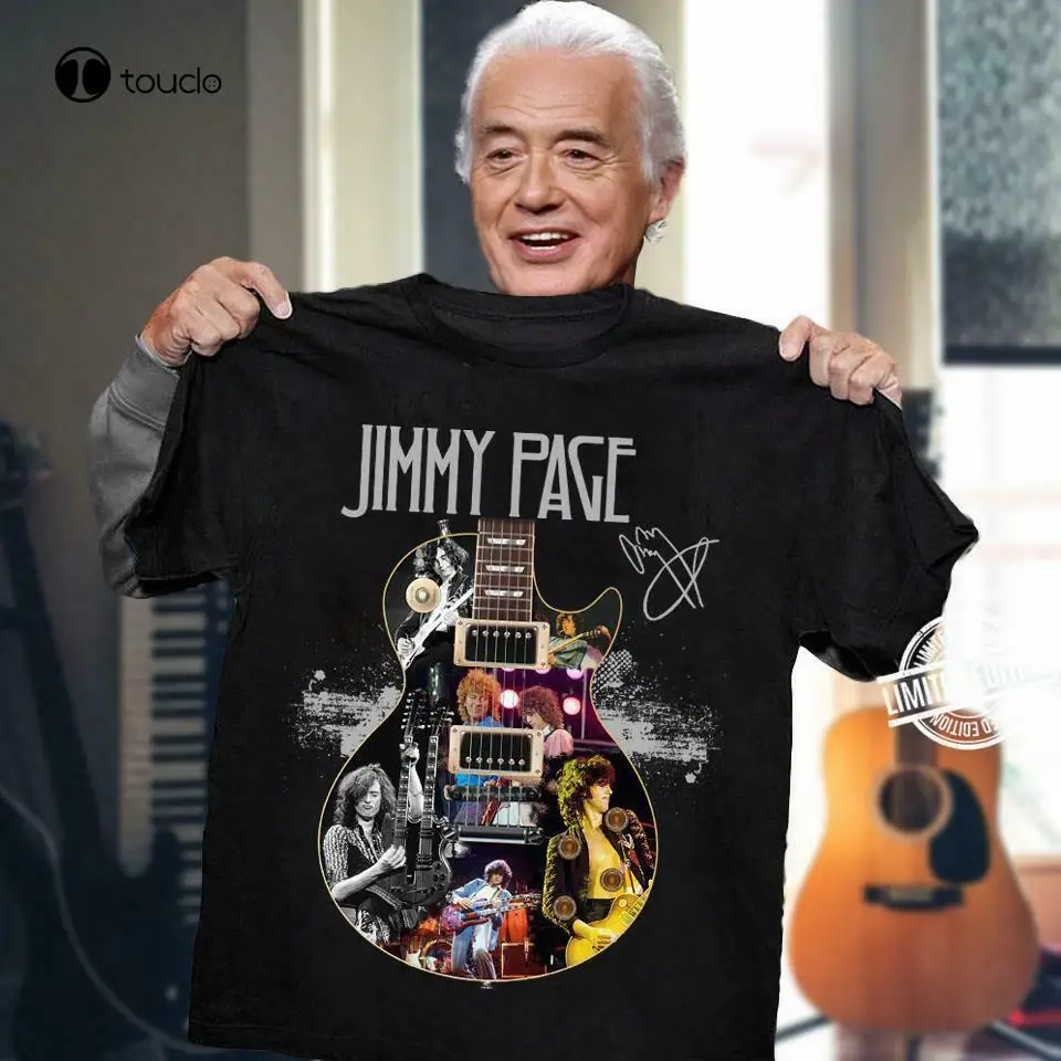 ジェームズのページ-ギターデザインのTシャツ、署名付きのTシャツ
