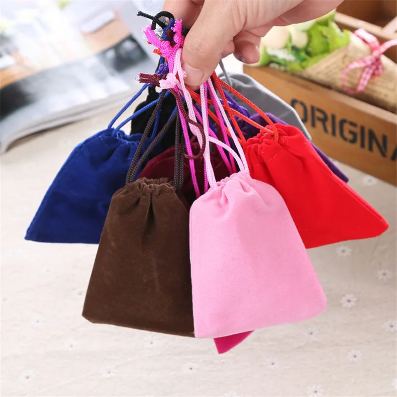 50Pcs 5x7cm 7x9cm 8x10cm 9x12cm Velvet Bag Chords Pouches Small Size Jewelry Gift Display Packaging Bags 66