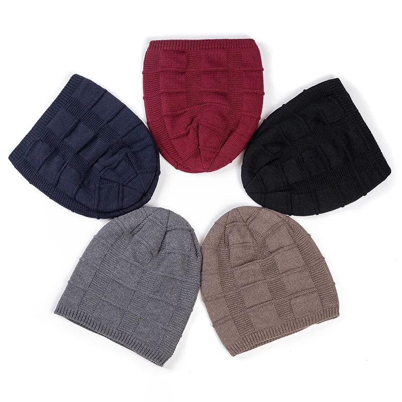 New Unisex Plain Color Winter Hats For Men & Women High Quality Warm Ski Beanie Cap Men Women Add Fur Lined Cotton Knitted Hat