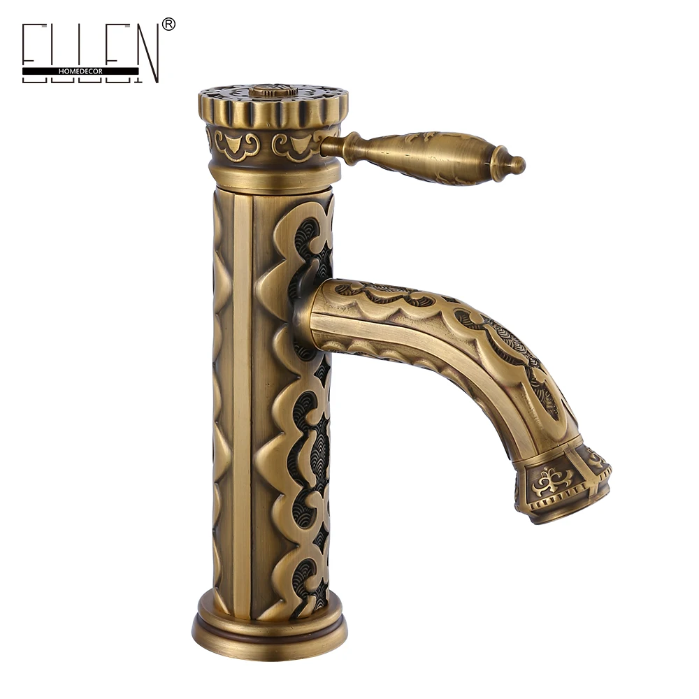 Vidric Antique Bronze Bathroom Sink Superior luxury Faucet Craved Brass Crane Hot and Cold Water Mixer Tap Basin Sink Faucets