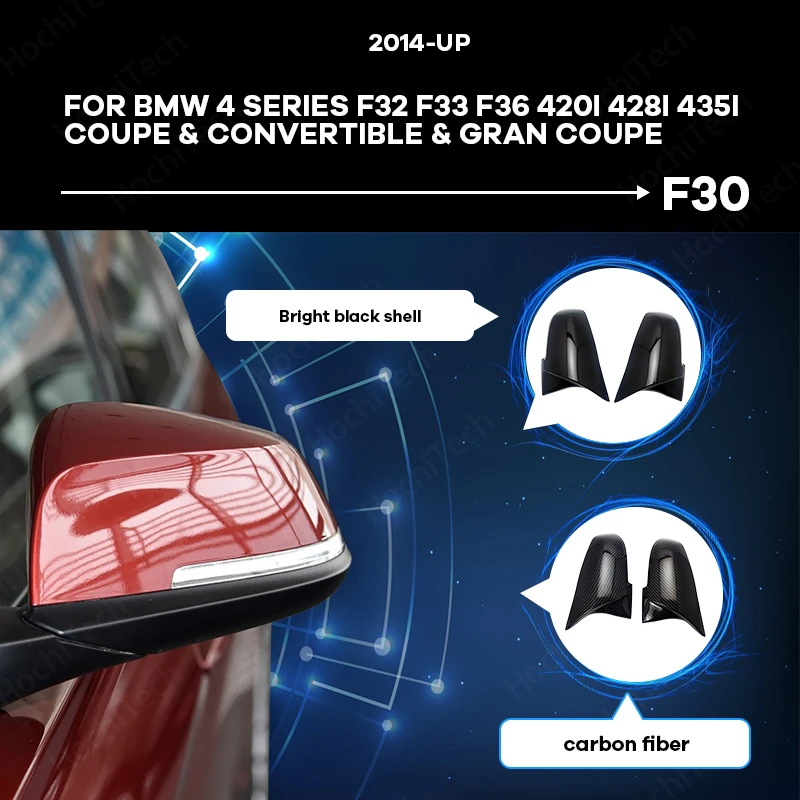 

Gloss Black Side Wing Rear View Caps Replacement Rearview Mirror Cover M4 Style For BMW 4 Series F32 F33 F36 2014-18