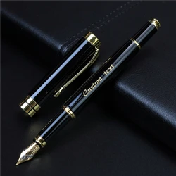 Stylo-plume à encre noire, 0.5mm, pour bureau, avec LOGO, texte personnalisé, papeterie cadeau pour étudiant