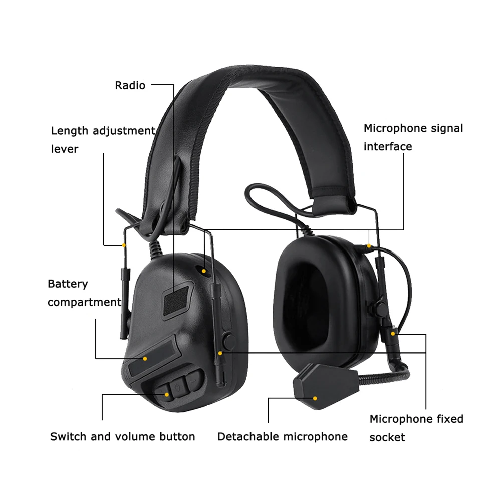 소음 제거 전술 귀마개 헤드폰 헤드셋, 통신 사운드 픽업 소음 감소 사냥 야외 청력 보호기