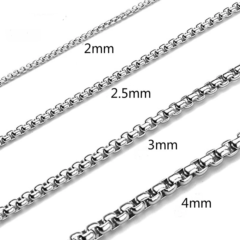 Chaînes en boîte de 2MM 2.5MM 3MM, collier en acier inoxydable, longs colliers, bijoux pour femmes et hommes, déclaration 45CM-75CM