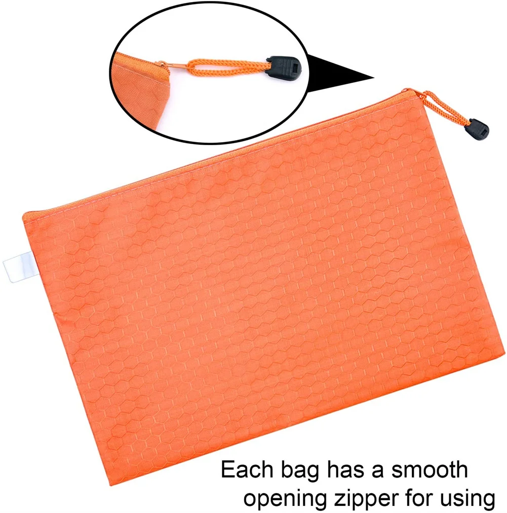 5Pcs A4 Office Document Bags Zip Pouch Football Pattern Plastic Zipper File Bag PVC Waterproof Envelopes Filing Folder Organizer