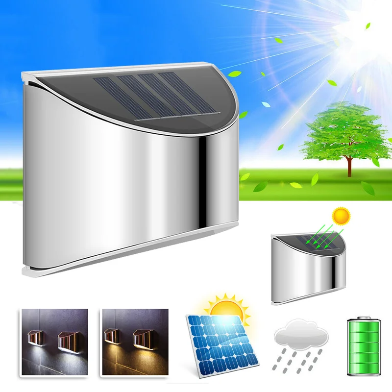 

Solar Light LED Solar Wall Lamp PIR Motion Sensor Stainless Steel Shell Lighting For Outdoor Garden Wall Fence Stair