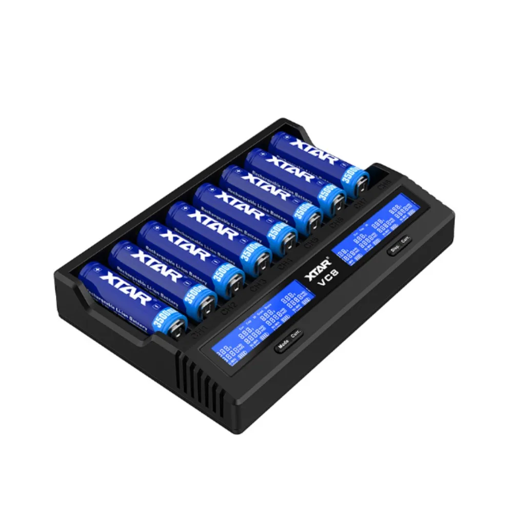 XTAR 18650 Battery Charger VC8=VC4+VC4S QC3.0 Fast Charger Type C Charging LCD Display USB Charger For 21700 20700 18650 Battery