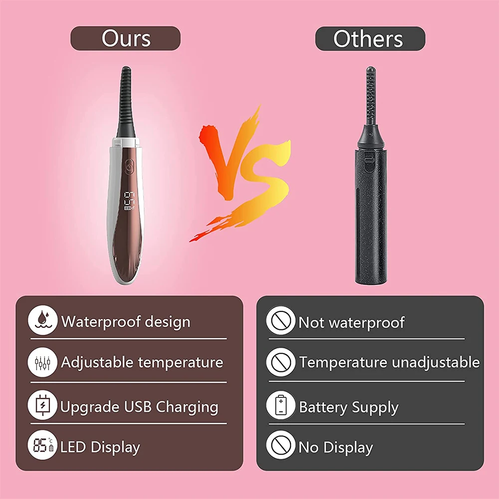 Electric Heated Eyelash Curler Rechargeable Makeup Eyelash Curler Curling Eyelashes Tools 24 Hours Long Lasting Eyelashes Curl image 5