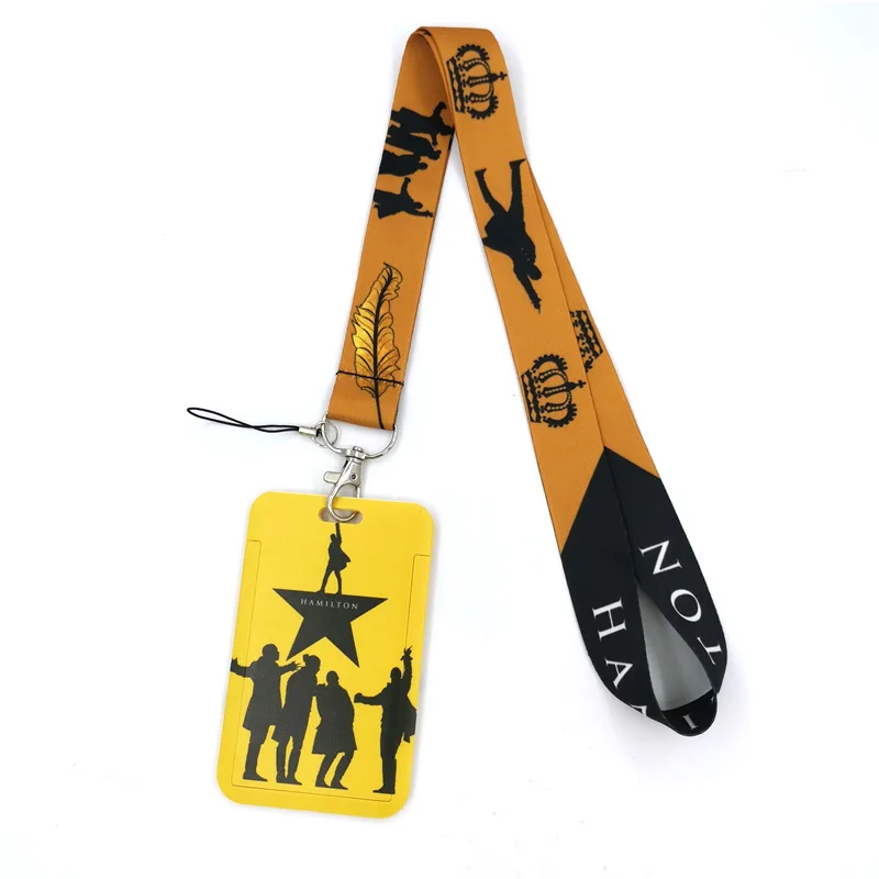 Broadway Musical Hamilton Lanyard Credit Card ID Holder Bag Student Women Travel Card Cover Badge Car Keychain Decorations Gifts